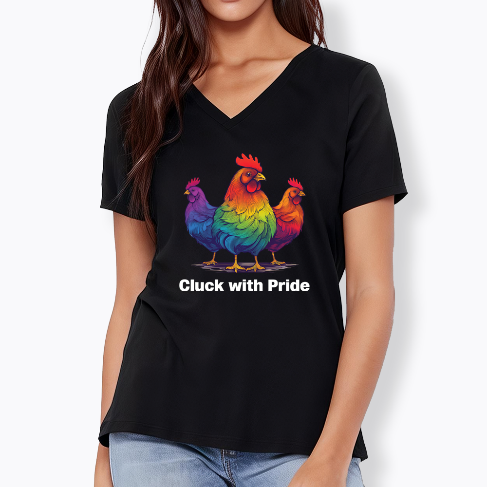 Rainbow Chicken LGBTQ Pride V-Neck Classic T-Shirt