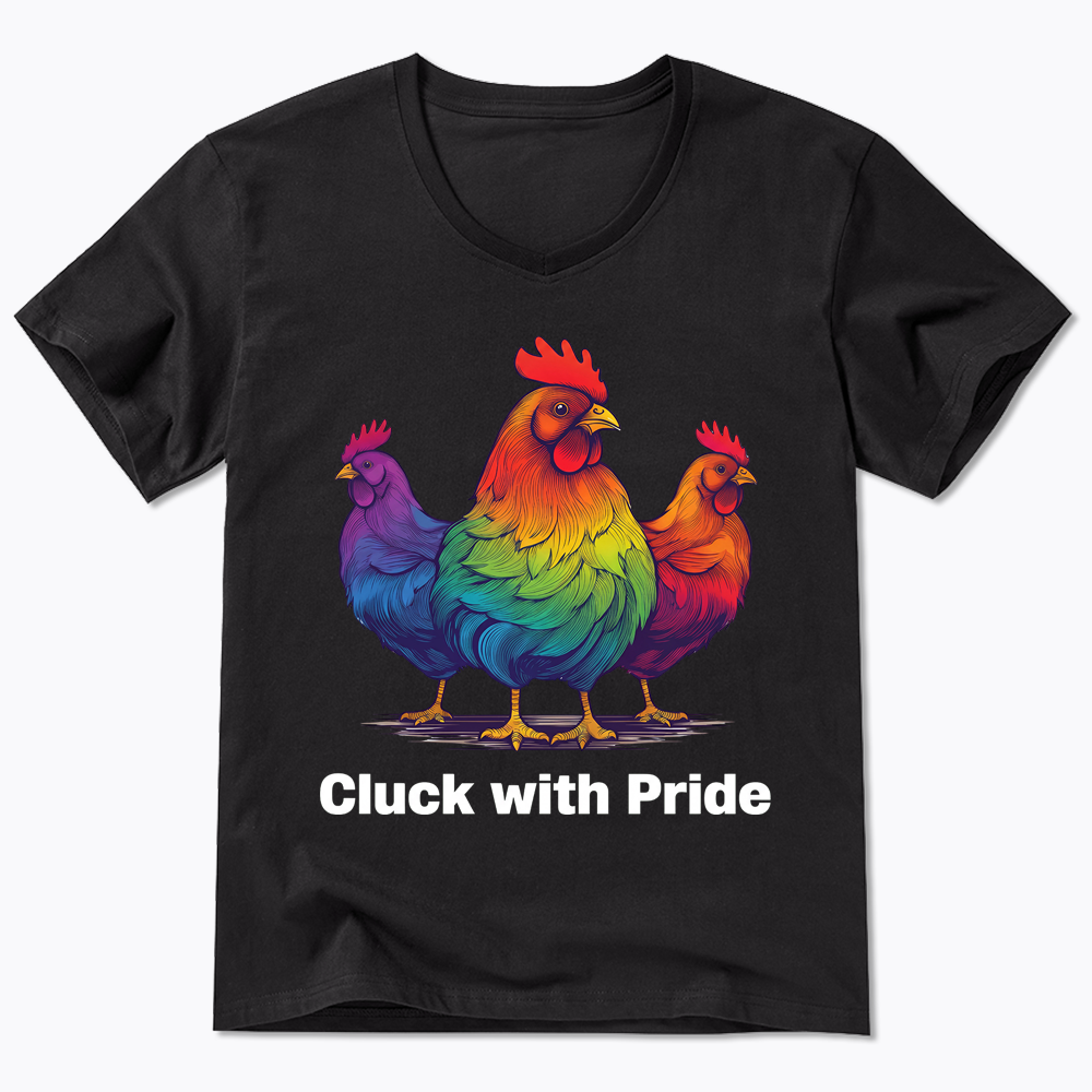 Rainbow Chicken LGBTQ Pride V-Neck Classic T-Shirt