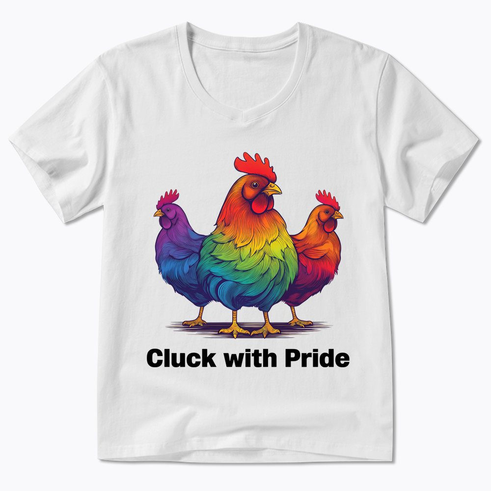 Rainbow Chicken LGBTQ Pride V-Neck Classic T-Shirt