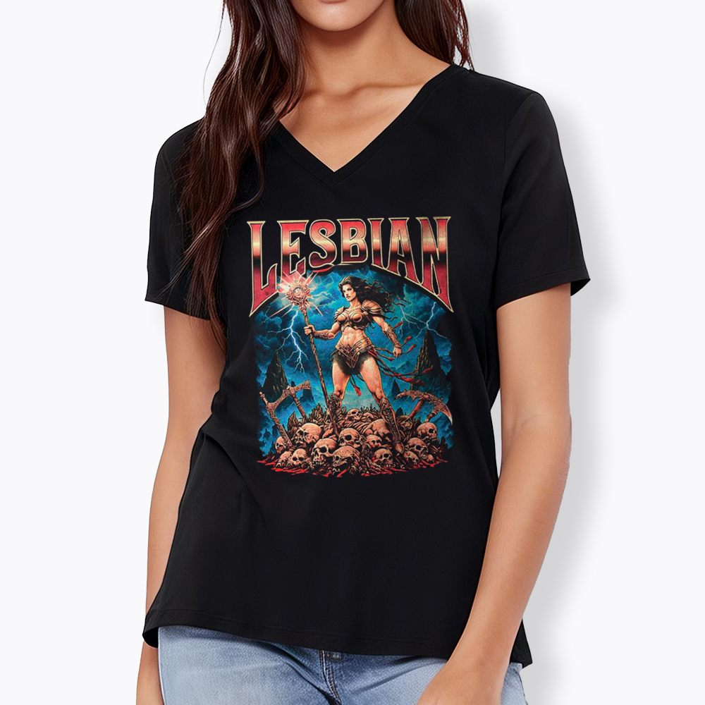 Lesbian Warrior V-Neck Classic T-Shirt
