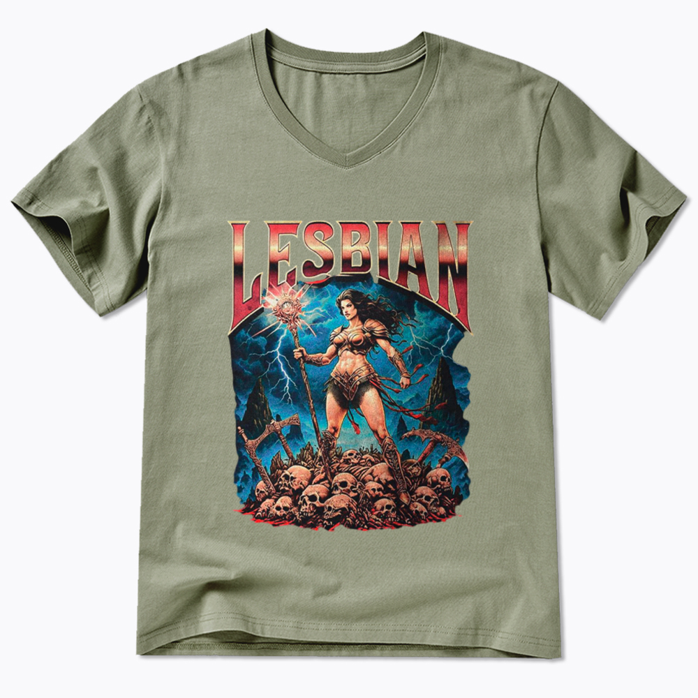 Lesbian Warrior V-Neck Classic T-Shirt