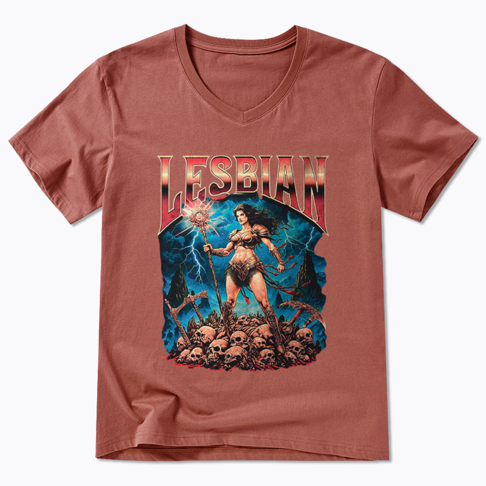 Lesbian Warrior V-Neck Classic T-Shirt