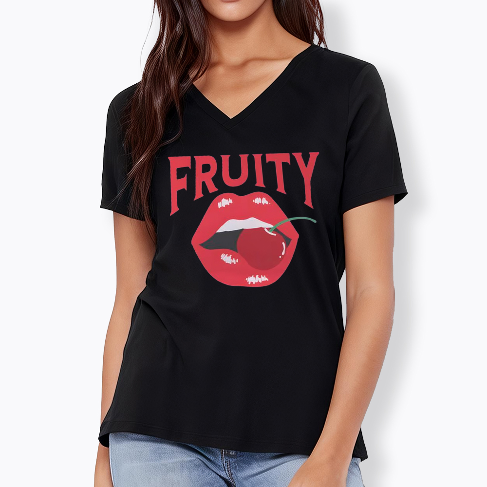 Fruity Lips Red Cherry V-Neck Classic T-Shirt