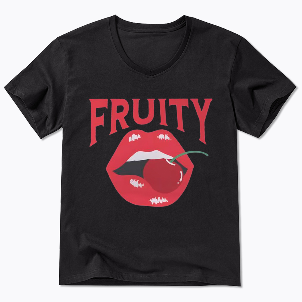 Fruity Lips Red Cherry V-Neck Classic T-Shirt