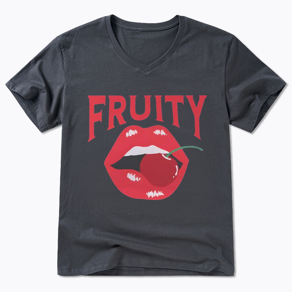 Fruity Lips Red Cherry V-Neck Classic T-Shirt