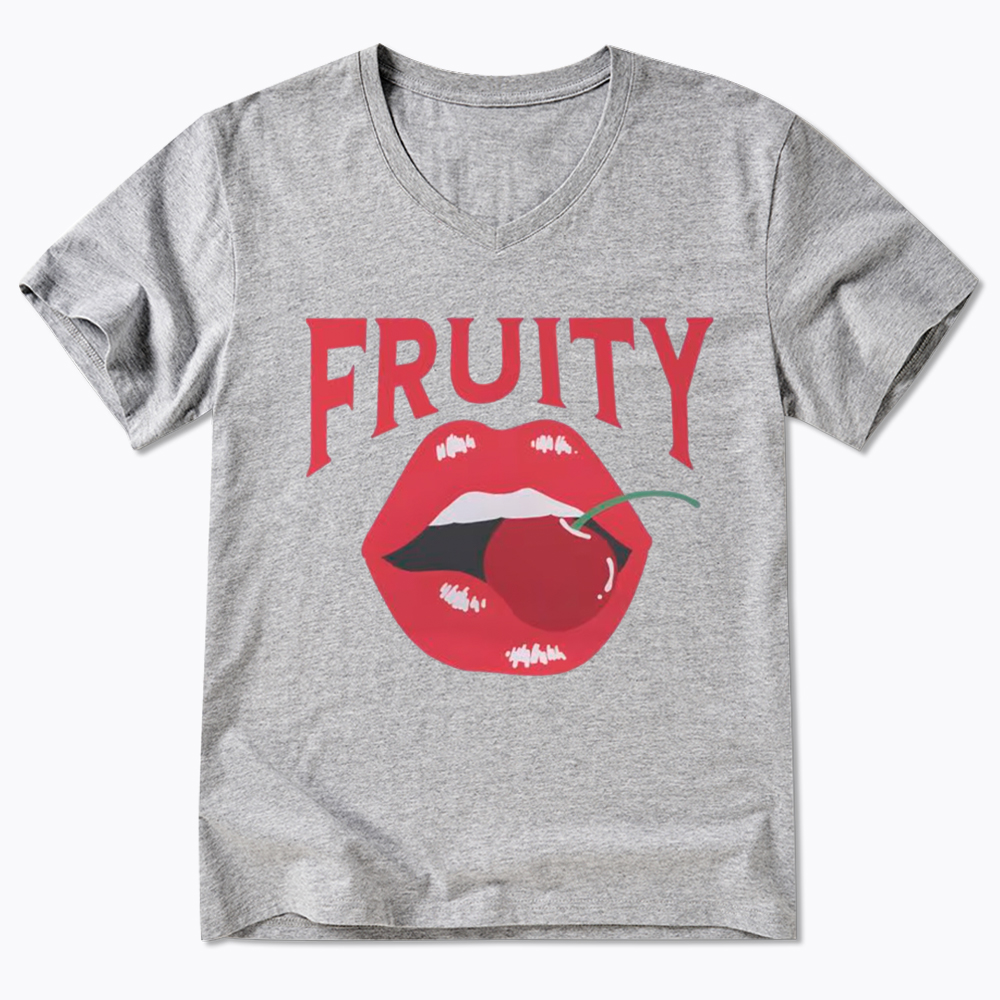 Fruity Lips Red Cherry V-Neck Classic T-Shirt
