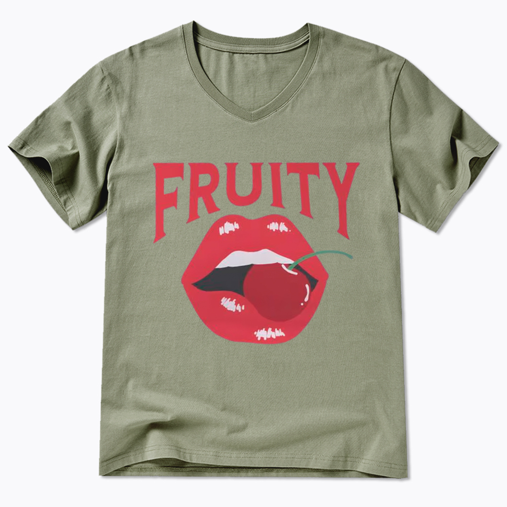 Fruity Lips Red Cherry V-Neck Classic T-Shirt
