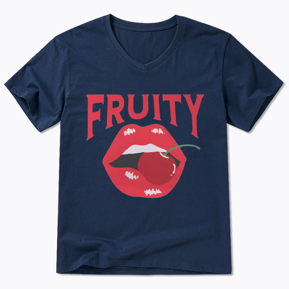 Fruity Lips Red Cherry V-Neck Classic T-Shirt