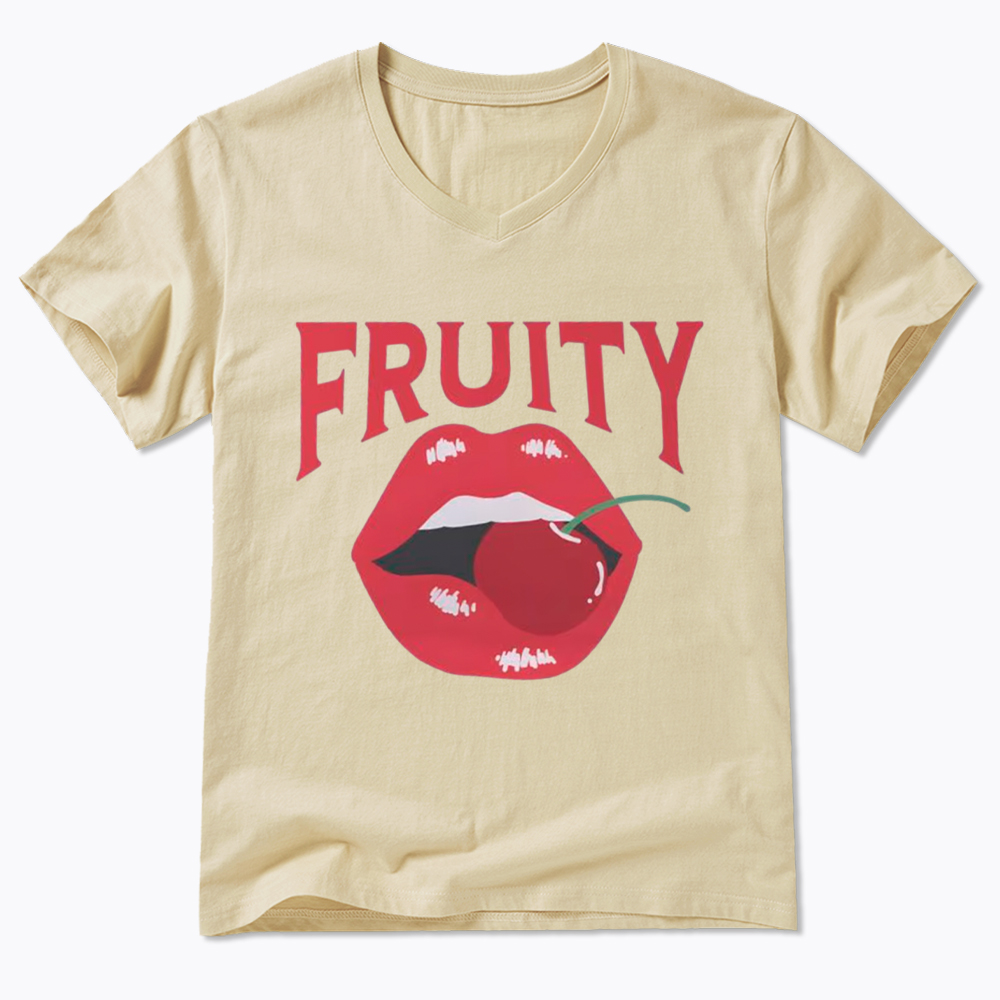 Fruity Lips Red Cherry V-Neck Classic T-Shirt