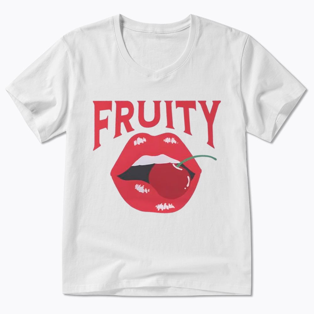 Fruity Lips Red Cherry V-Neck Classic T-Shirt