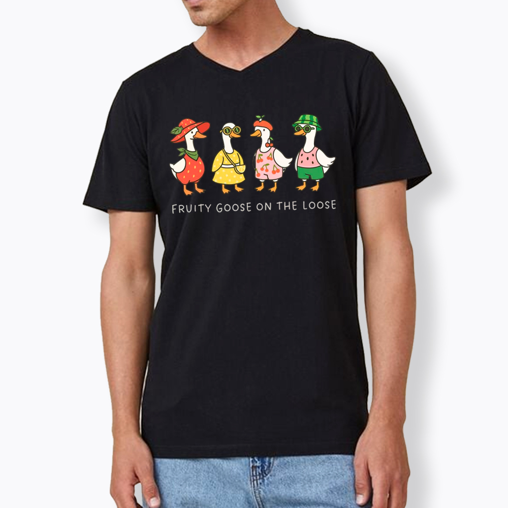 Fruity Goose On The Loose V-Neck Classic T-Shirt