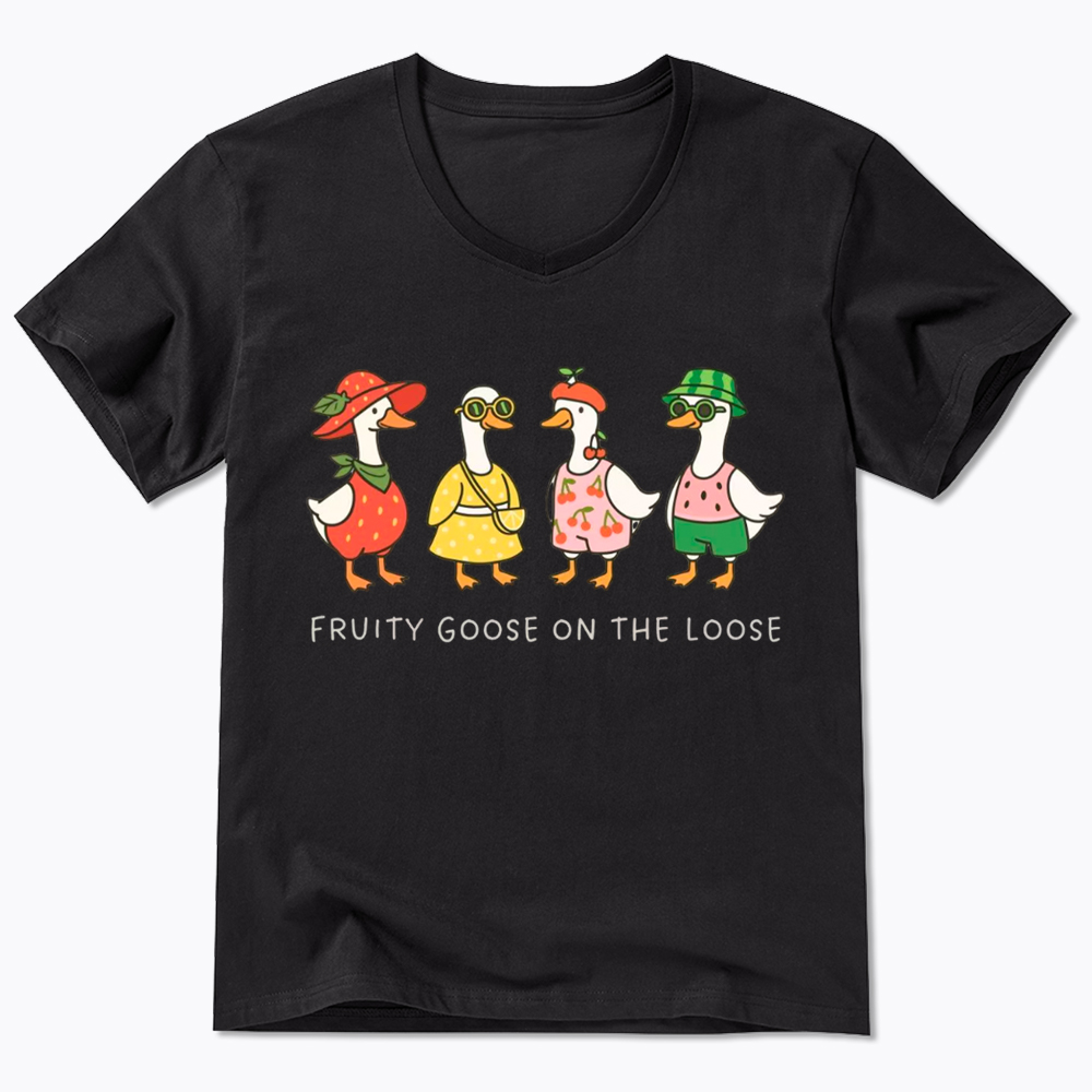 Fruity Goose On The Loose V-Neck Classic T-Shirt