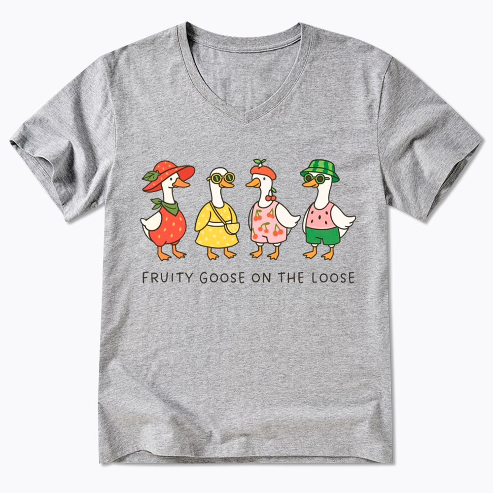Fruity Goose On The Loose V-Neck Classic T-Shirt