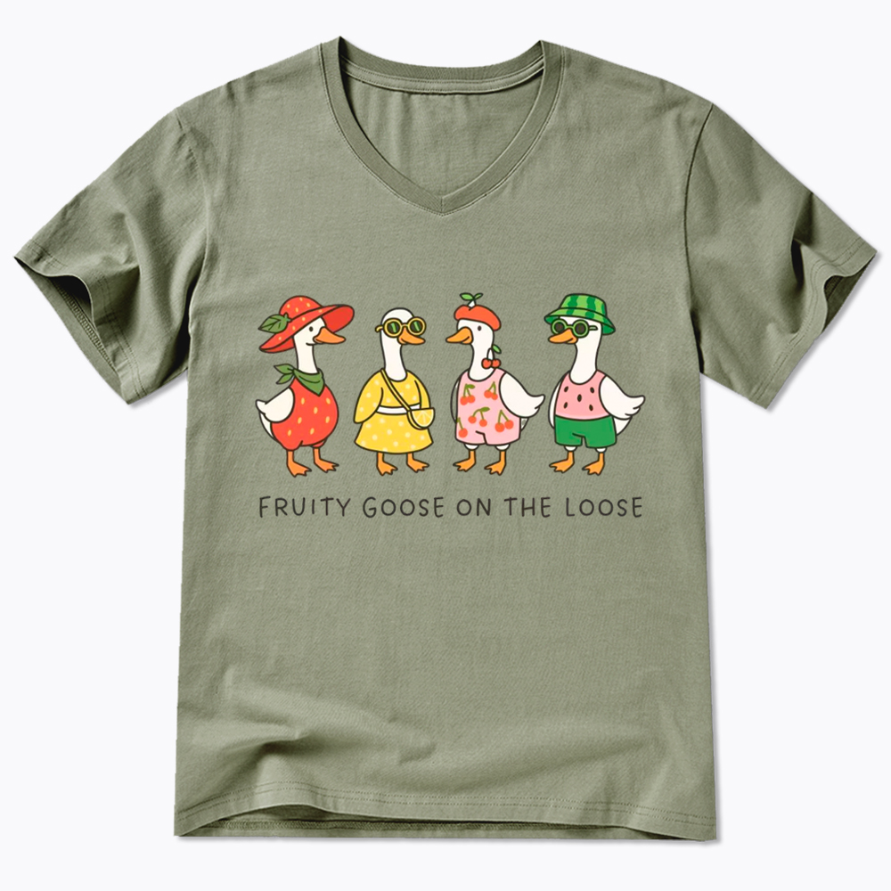 Fruity Goose On The Loose V-Neck Classic T-Shirt