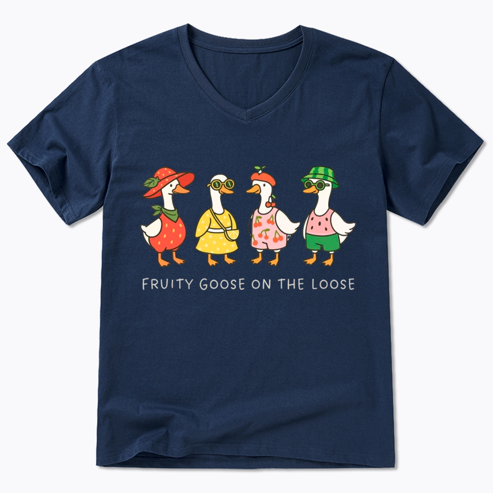 Fruity Goose On The Loose V-Neck Classic T-Shirt
