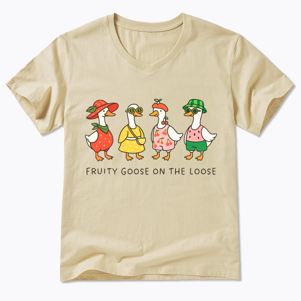 Fruity Goose On The Loose V-Neck Classic T-Shirt