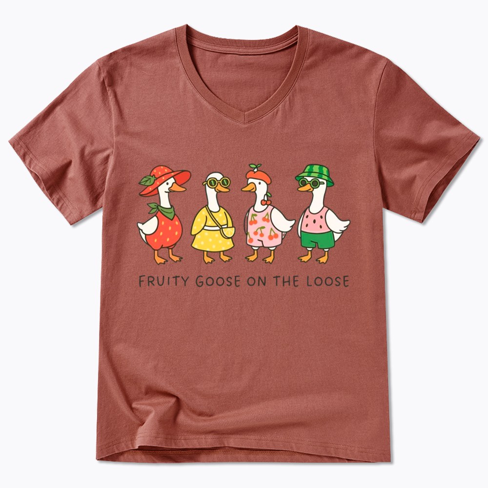Fruity Goose On The Loose V-Neck Classic T-Shirt
