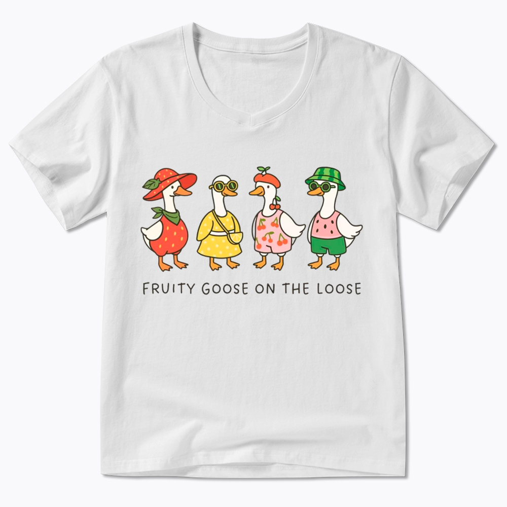 Fruity Goose On The Loose V-Neck Classic T-Shirt