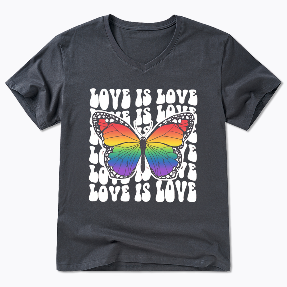Rainbow Butterfly V-Neck Classic T-Shirt