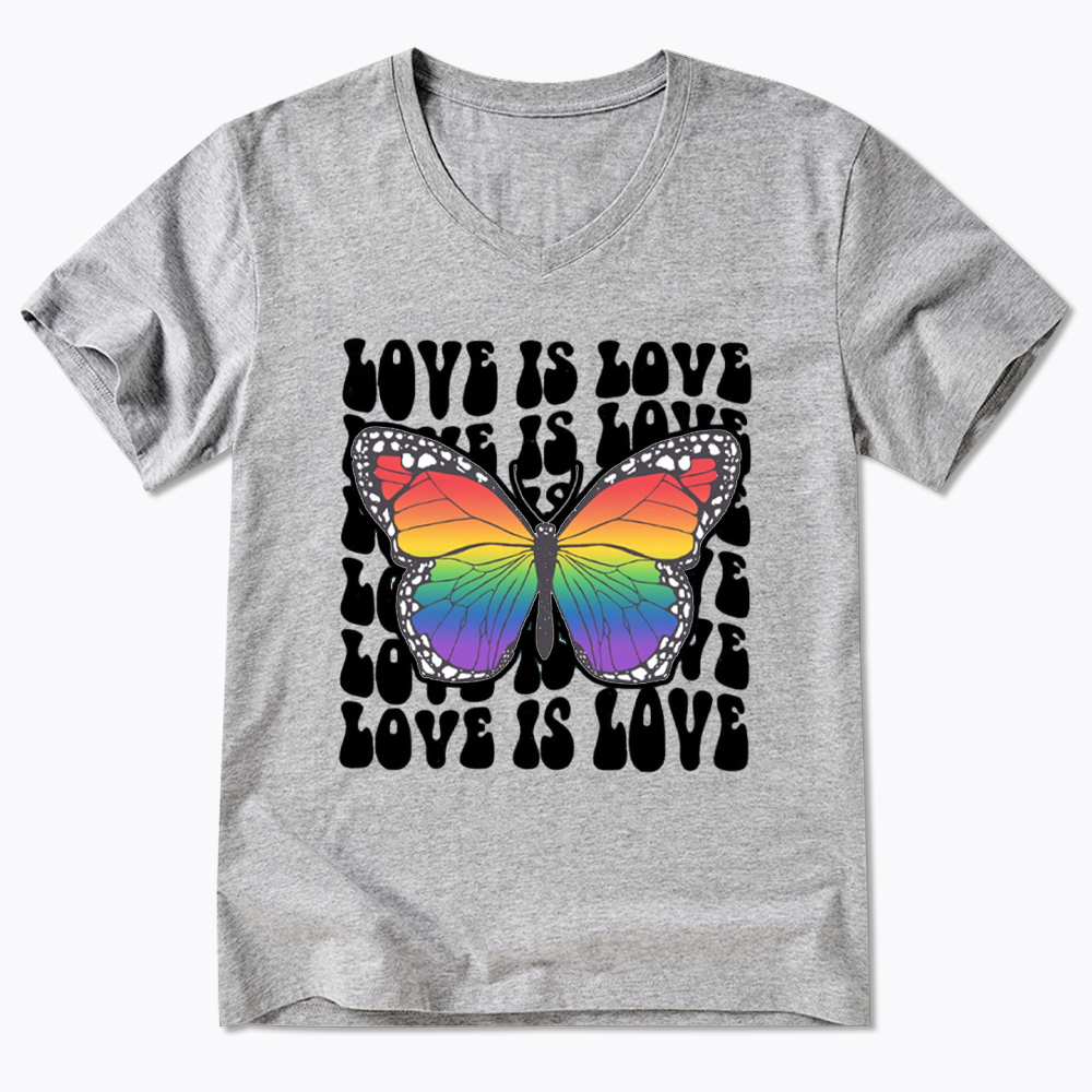 Rainbow Butterfly V-Neck Classic T-Shirt
