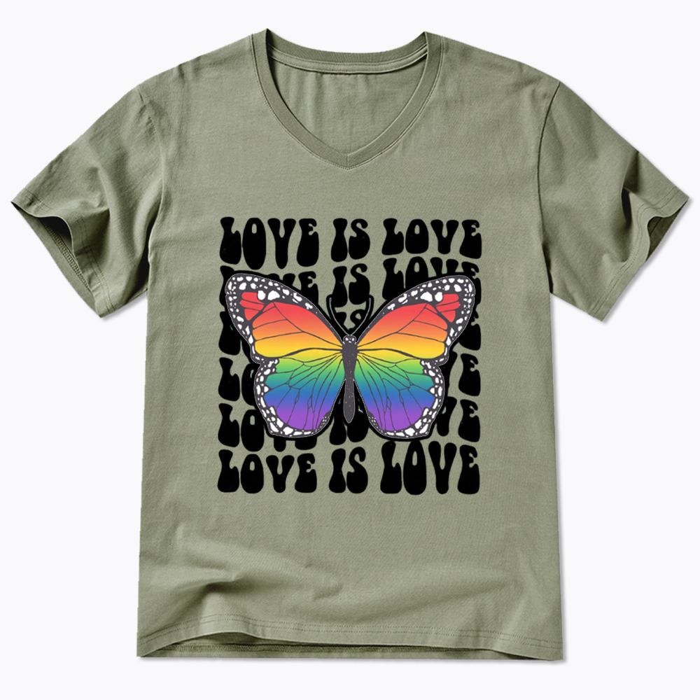 Rainbow Butterfly V-Neck Classic T-Shirt