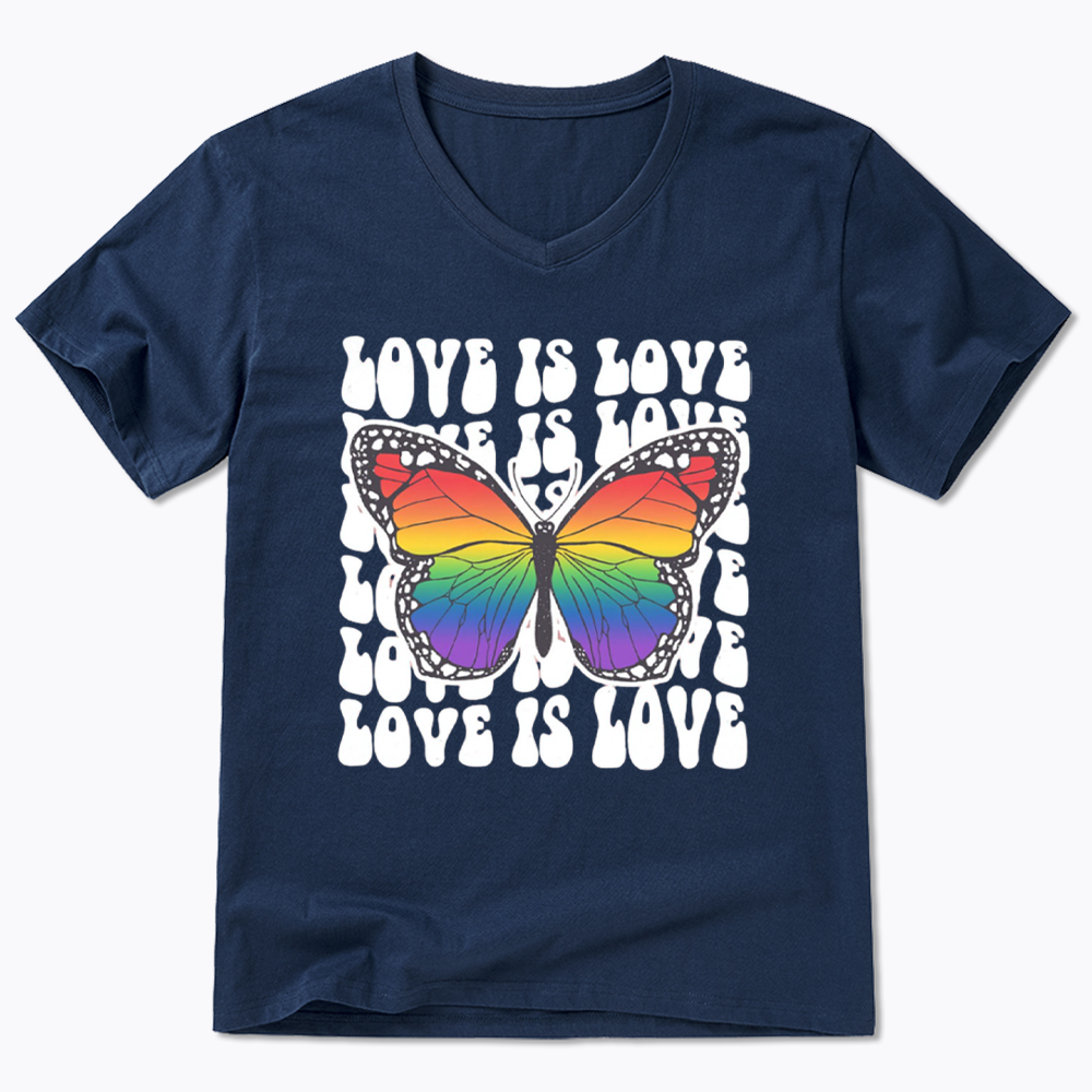 Rainbow Butterfly V-Neck Classic T-Shirt