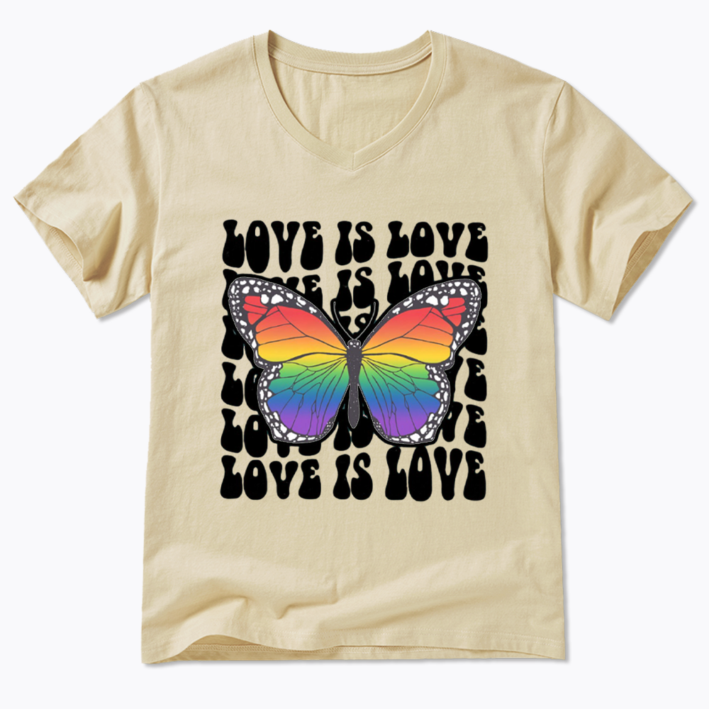Rainbow Butterfly V-Neck Classic T-Shirt
