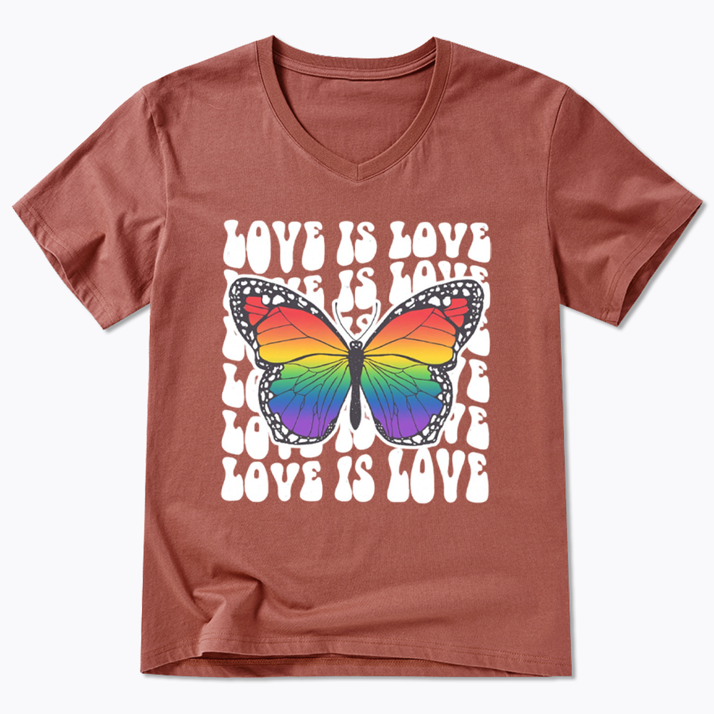 Rainbow Butterfly V-Neck Classic T-Shirt
