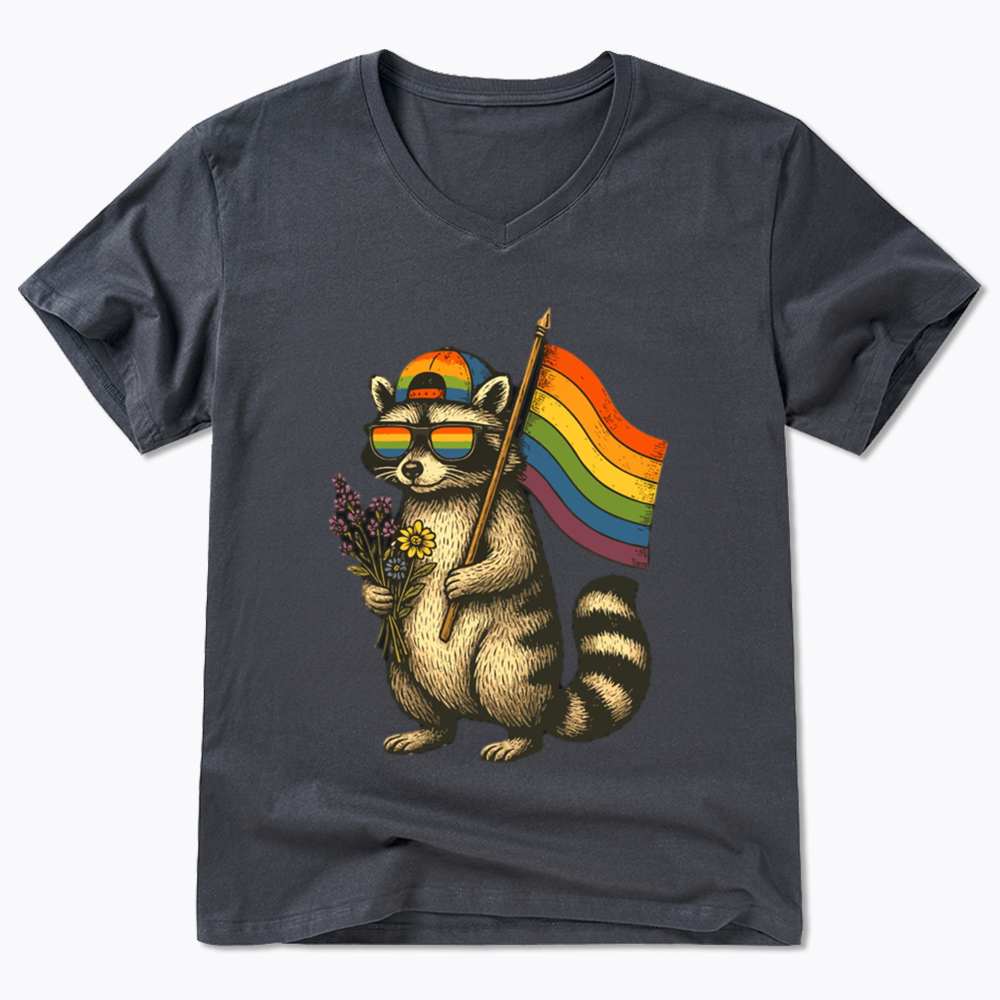 Raccoon Gay Pride V-Neck Classic T-Shirt
