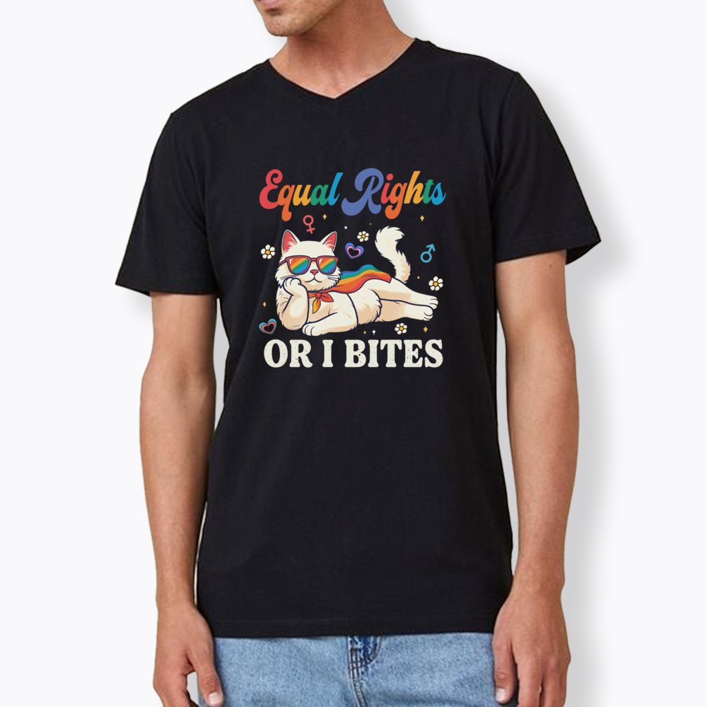Equal Rights Or I Bites Cat V-Neck Classic T-Shirt