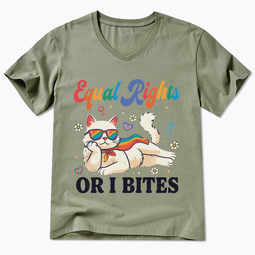 Equal Rights Or I Bites Cat V-Neck Classic T-Shirt
