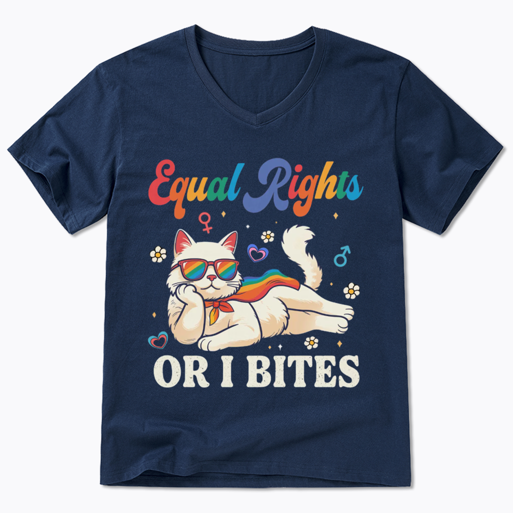 Equal Rights Or I Bites Cat V-Neck Classic T-Shirt
