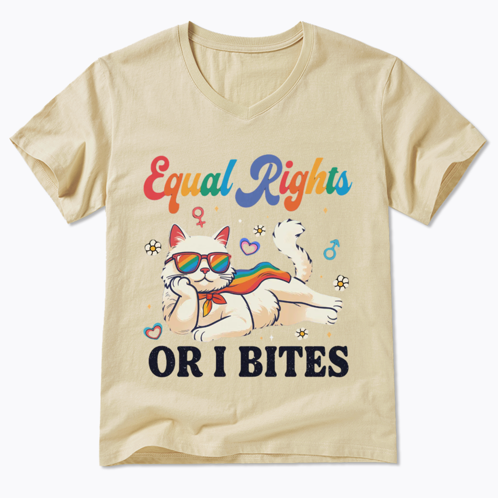 Equal Rights Or I Bites Cat V-Neck Classic T-Shirt