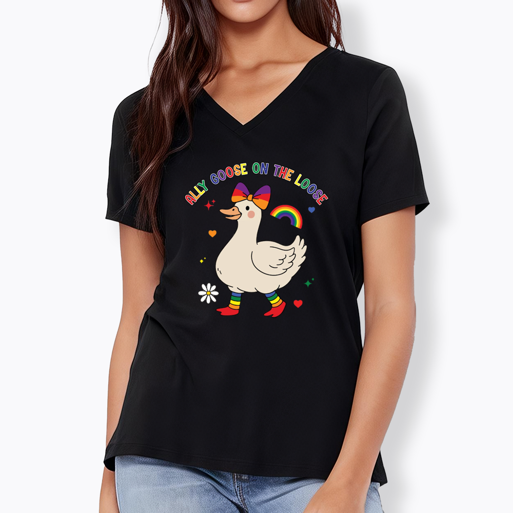 Ally Goose On The Loose V-Neck Classic T-Shirt