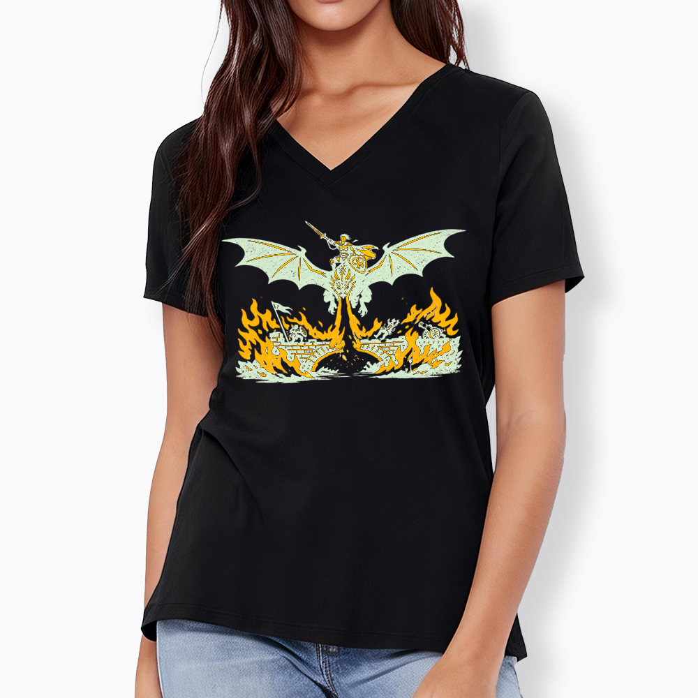 Subtle Lesbian Dragon V-Neck Classic T-Shirt