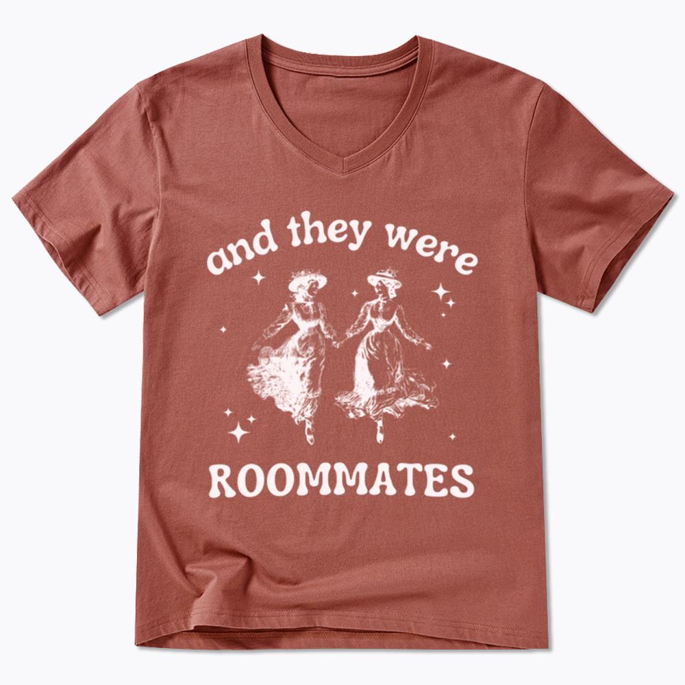 And They Were Roommates Lesbian V-Neck Classic T-Shirt
