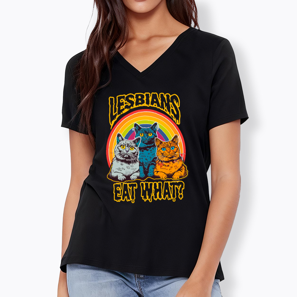 Funny Lesbians Eat What V-Neck Classic T-Shirt
