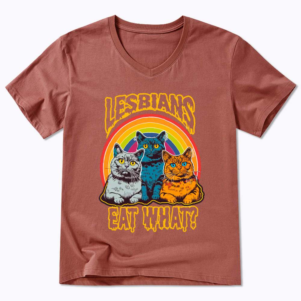 Funny Lesbians Eat What V-Neck Classic T-Shirt