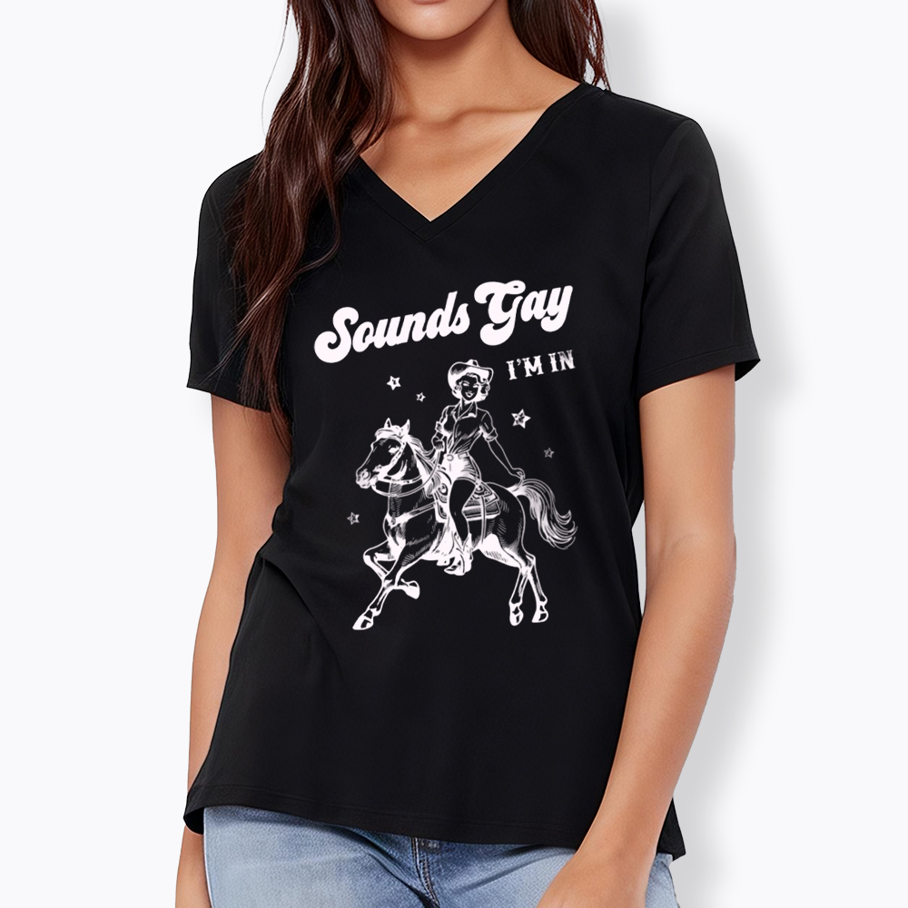 Sounds Gay Im In Lesbian V-Neck Classic T-Shirt