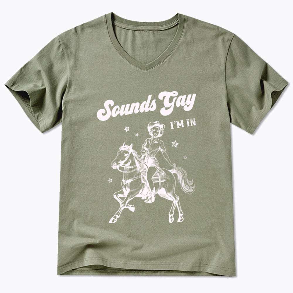 Sounds Gay Im In Lesbian V-Neck Classic T-Shirt