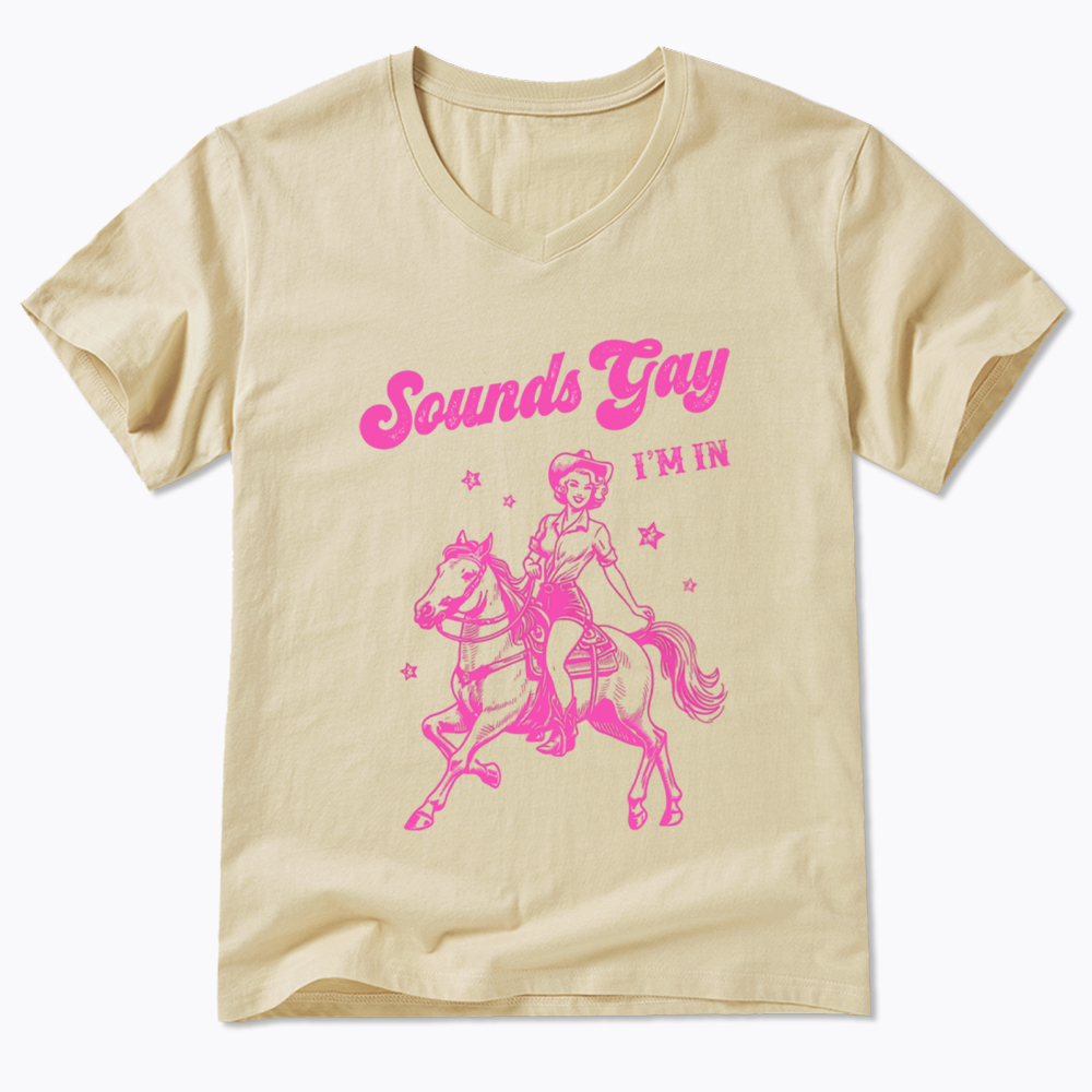 Sounds Gay Im In Lesbian V-Neck Classic T-Shirt
