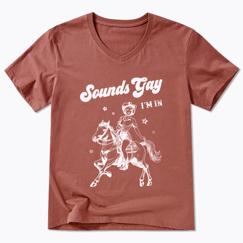 Sounds Gay Im In Lesbian V-Neck Classic T-Shirt