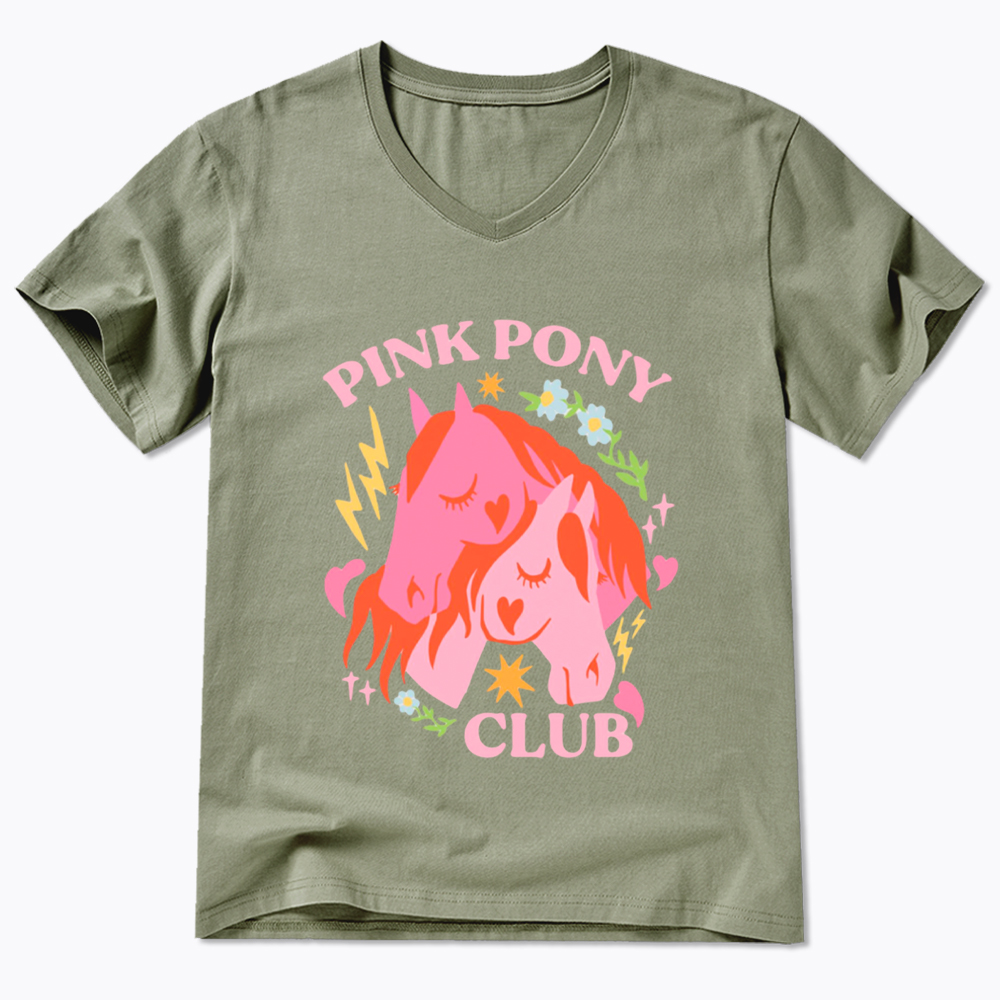 Pink Pony V-Neck Classic T-Shirt