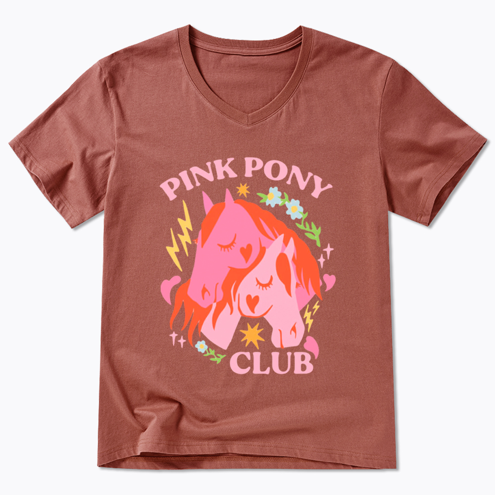 Pink Pony V-Neck Classic T-Shirt