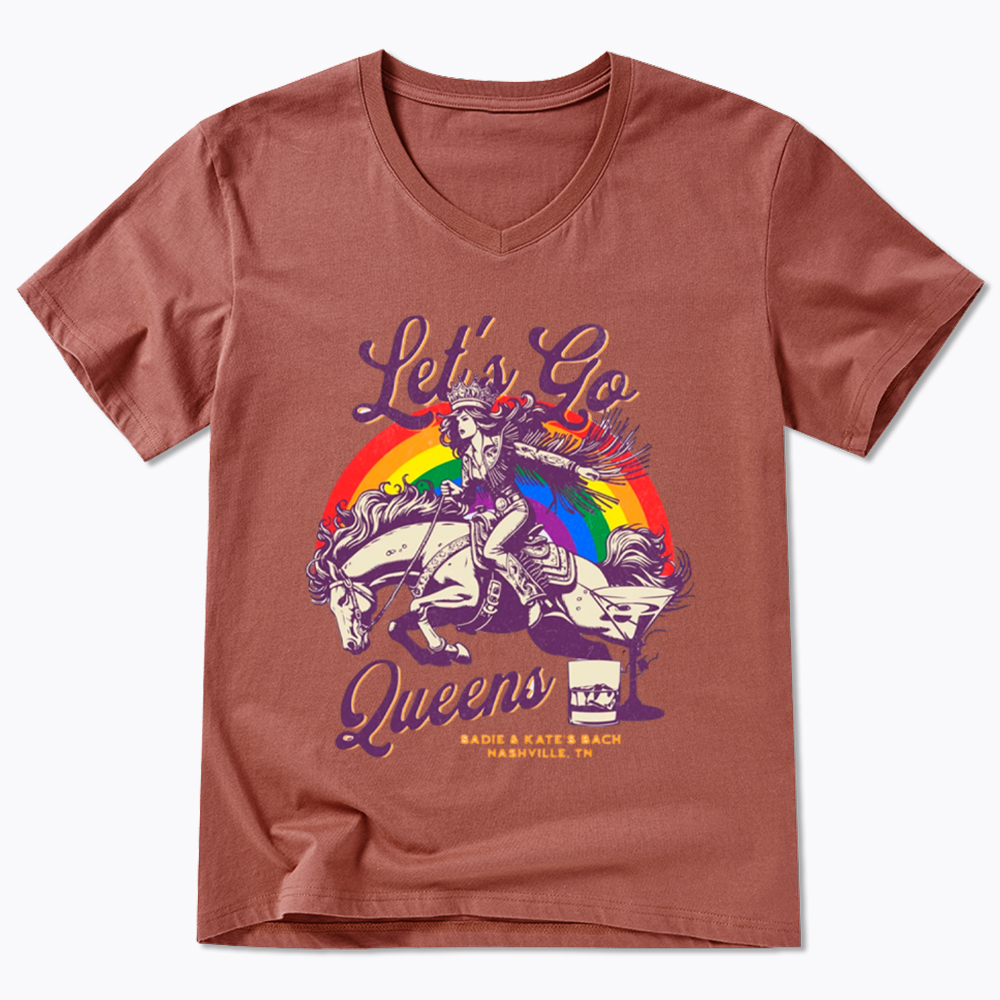 Let's Go Queens Bachelorette Party V-Neck Classic T-Shirt