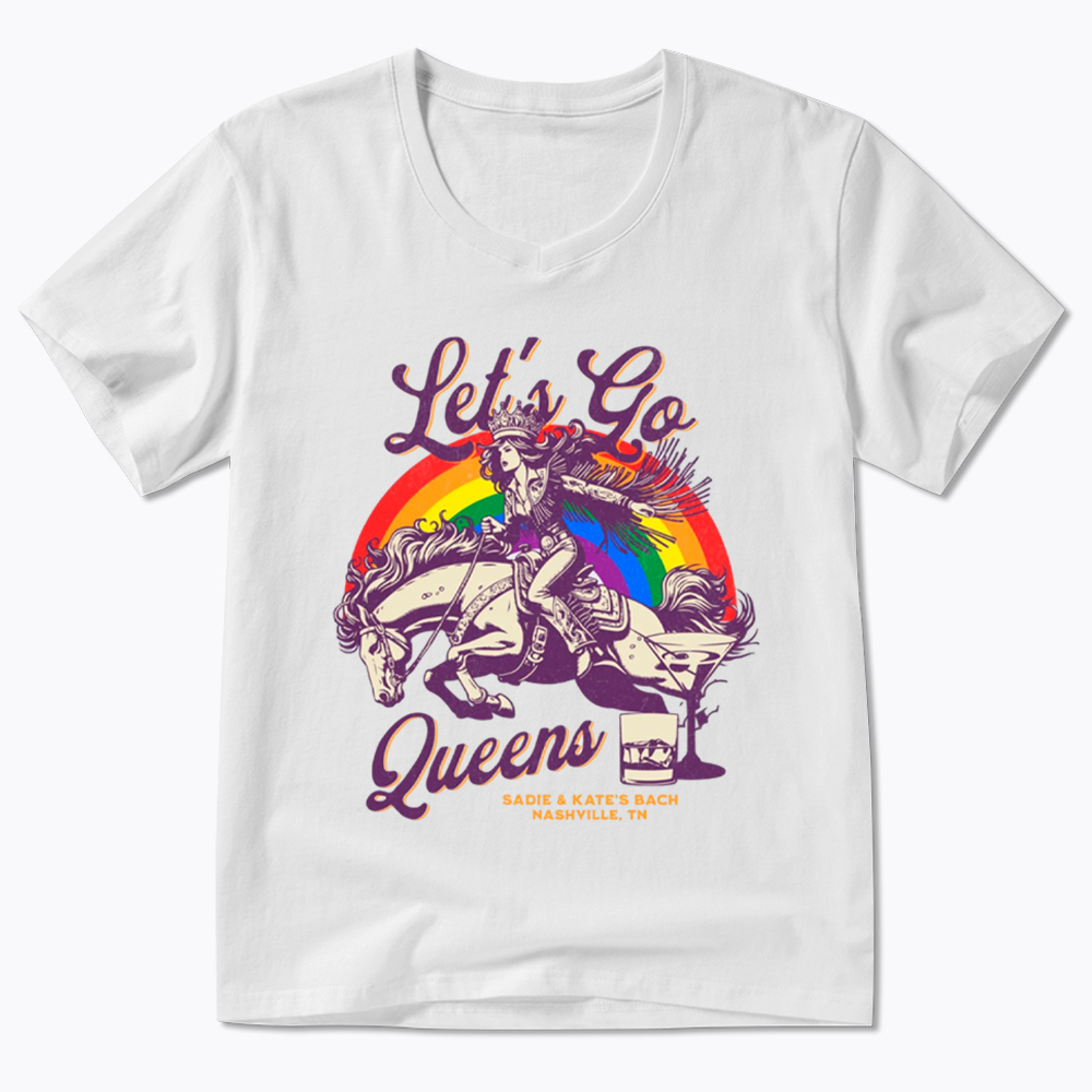 Let's Go Queens Bachelorette Party V-Neck Classic T-Shirt