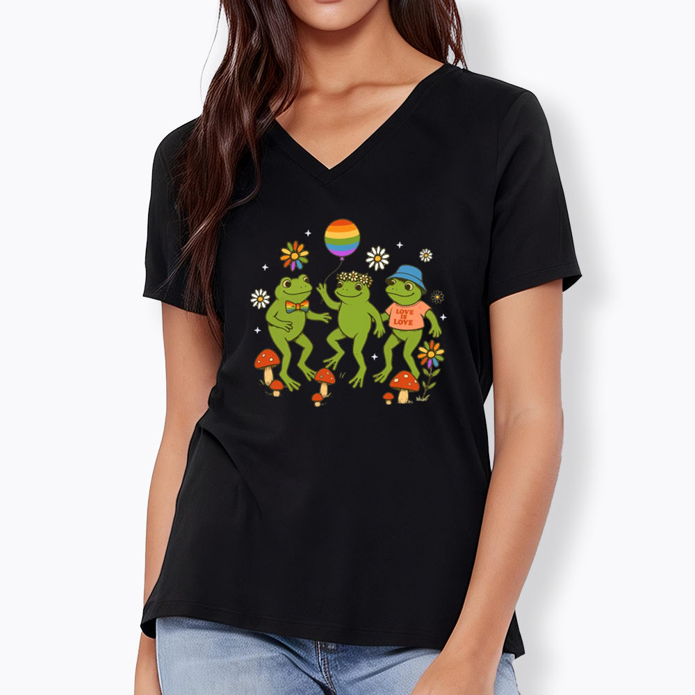Funny Frog Pride V-Neck Classic T-Shirt