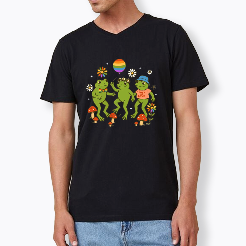 Funny Frog Pride V-Neck Classic T-Shirt