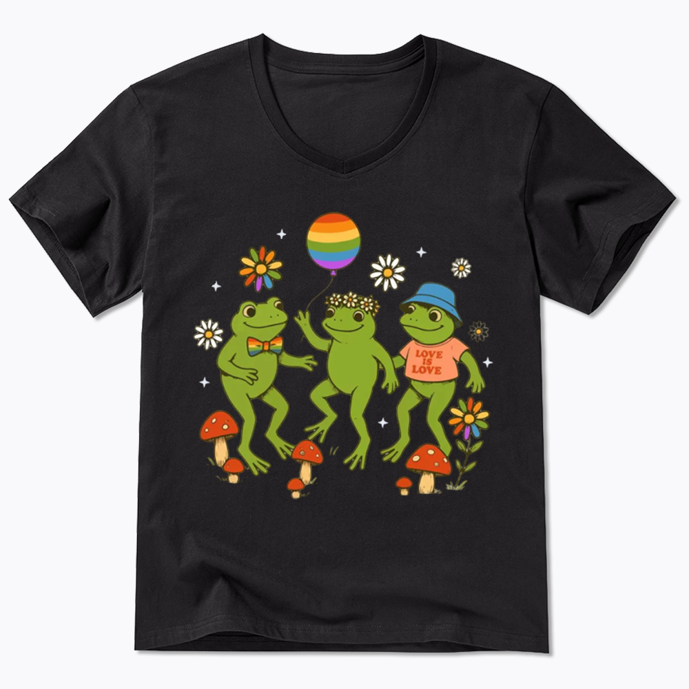 Funny Frog Pride V-Neck Classic T-Shirt