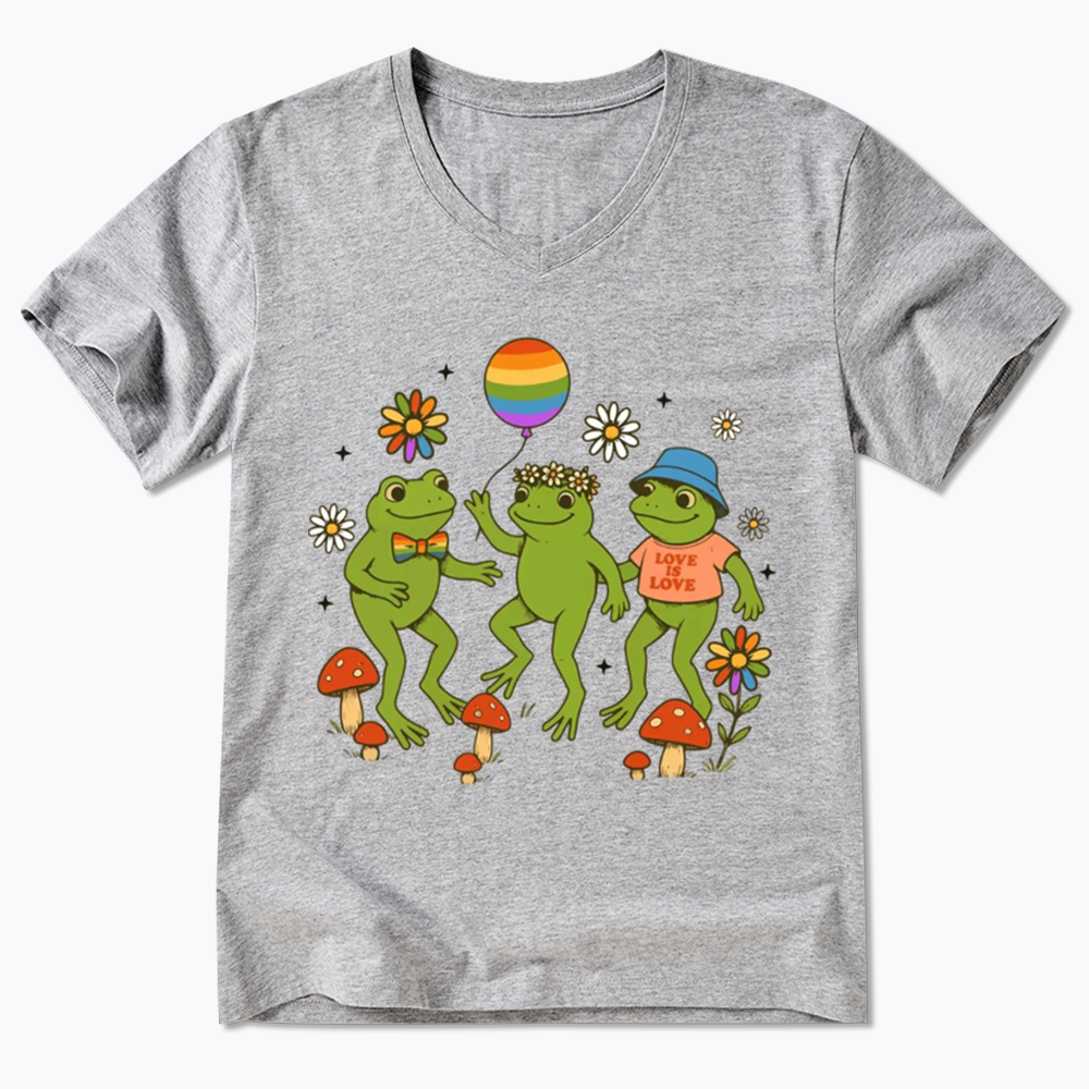 Funny Frog Pride V-Neck Classic T-Shirt